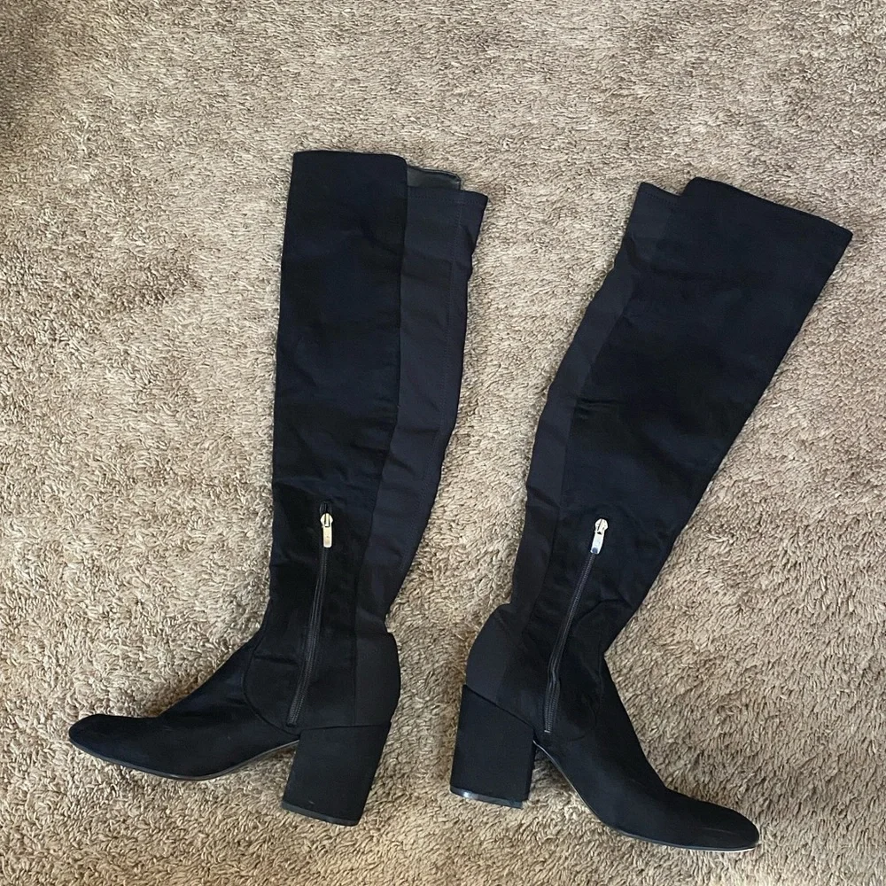 Marc Fisher Black Faux Suede OTK Over The Knee High Boots
